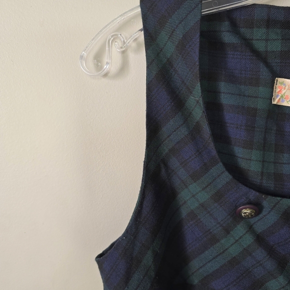 Green And Blue Plaid Pinafore Dress - Picture 6 of 12